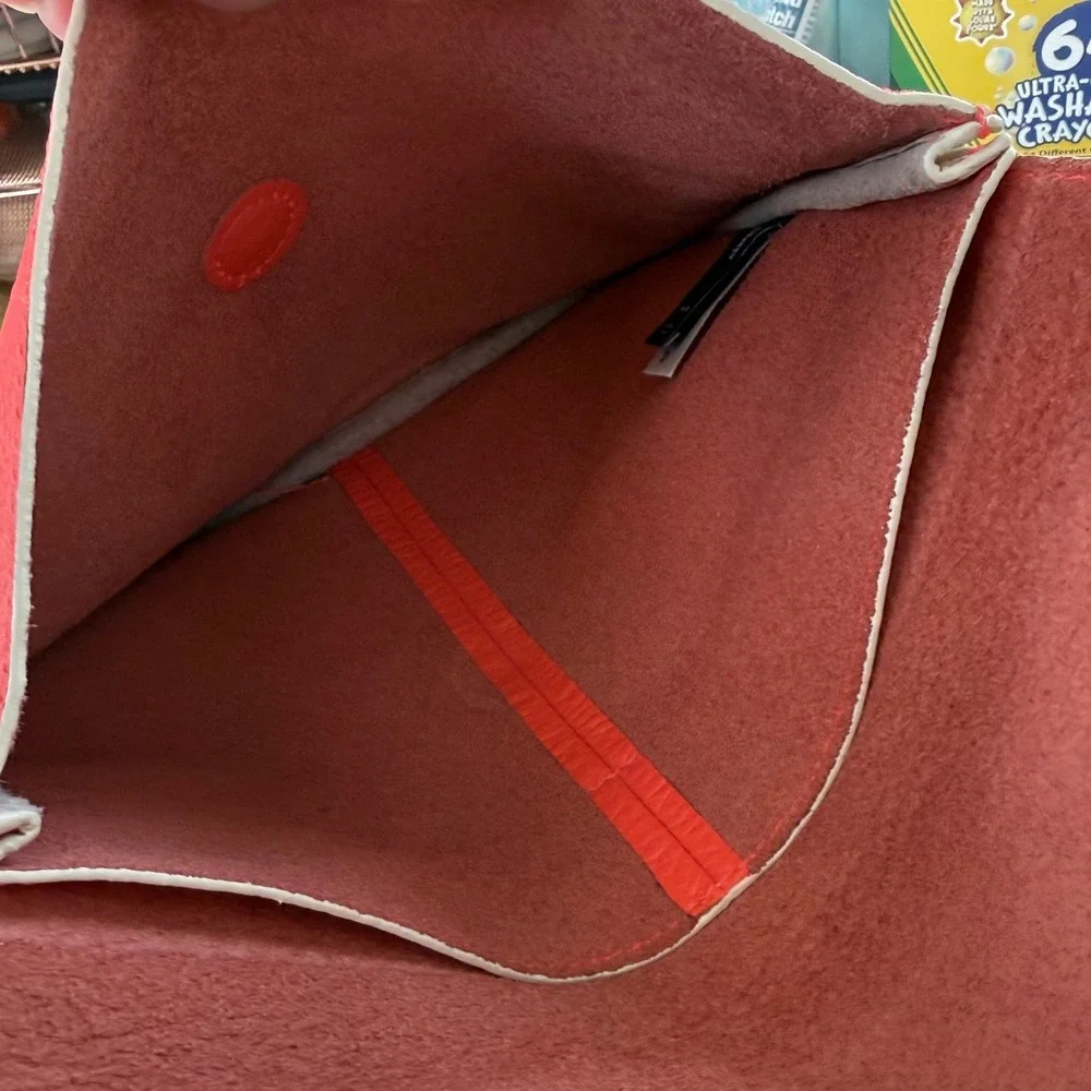 Gap Womens Coral Pink Leather Envelope Clutch‎ Bag Magnetic Closure Purse Summer